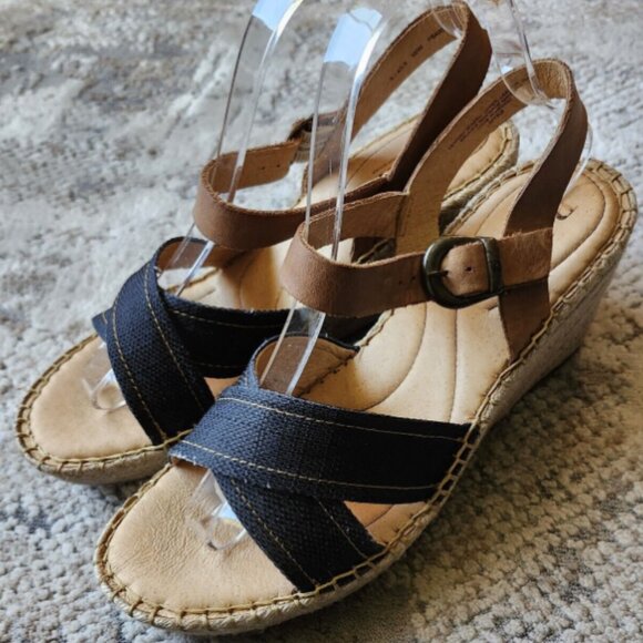 Brand New Women's Leather and Denim Platform Espadrilles - Picture 3 of 7